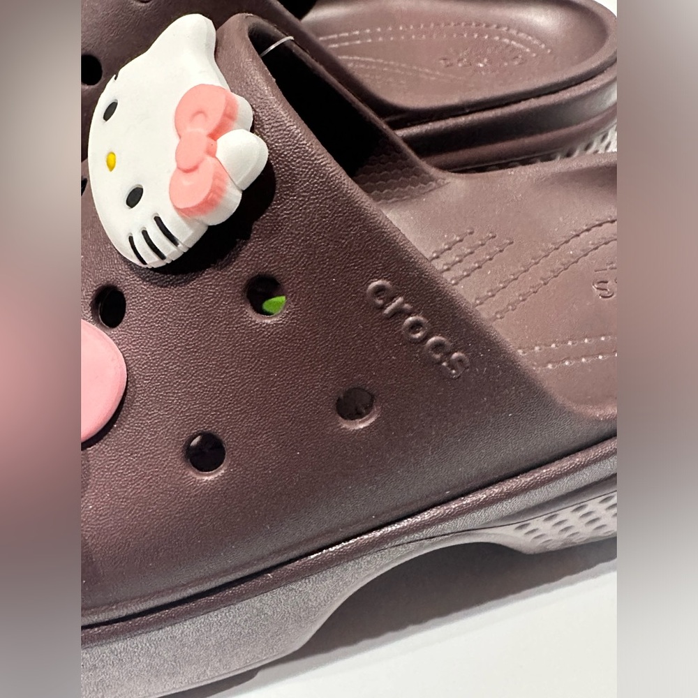 CROCS Brown Sandals with Pink Accents - Picture 5 of 11